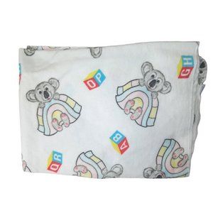 Koala Bear Alphabet Blocks Flannel Swaddle Receiving Security Blanket 40" X 31"
